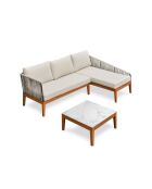 Salon bas de jardin Alphi en aluminium marron/ivoire