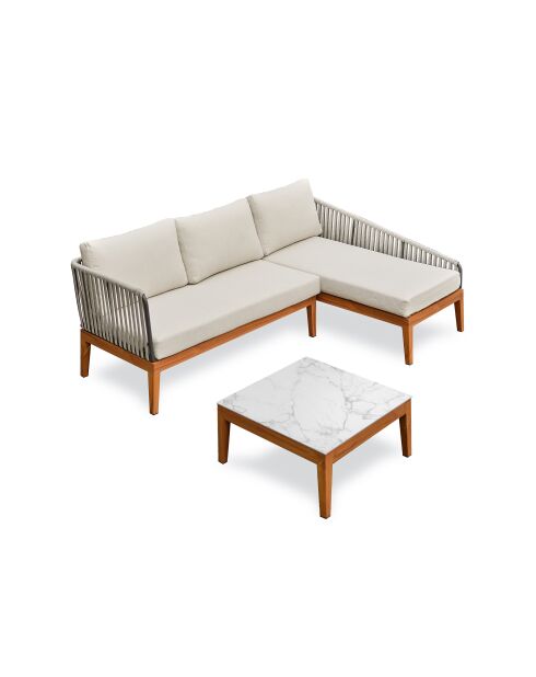 Salon bas de jardin Alphi en aluminium marron/ivoire