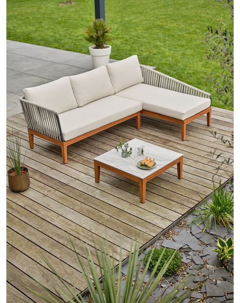 Salon bas de jardin Alphi en aluminium marron/ivoire