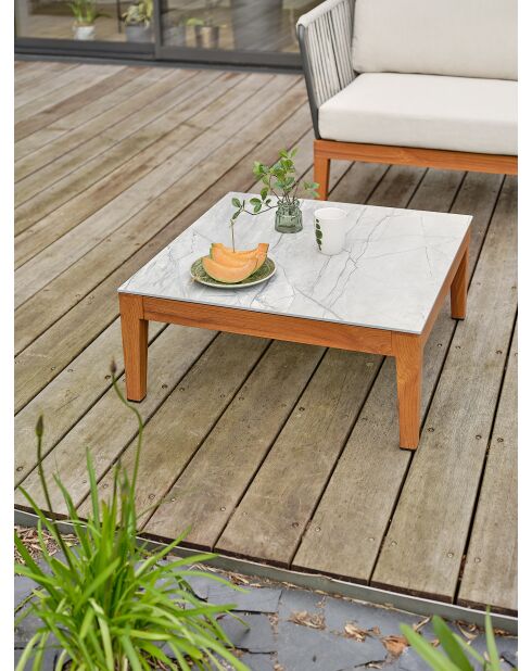 Salon bas de jardin Alphi en aluminium marron/ivoire