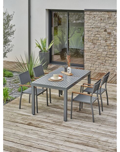 Ensemble repas de jardin Orsino 4 places gris anthracite