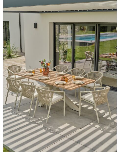 Kelia Garten-Essgruppe für 8 Personen, Grün/Elfenbein