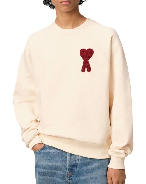 Sweatshirt Ami De Coeur écru/patch rouge