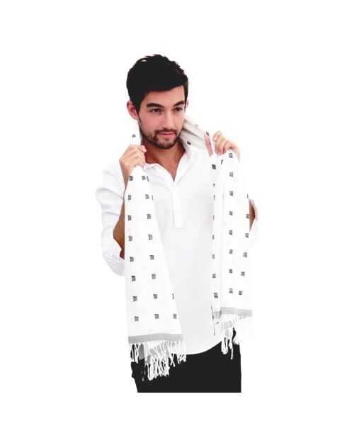 Rio Weißer Baumwollschal, 65 x 200 cm