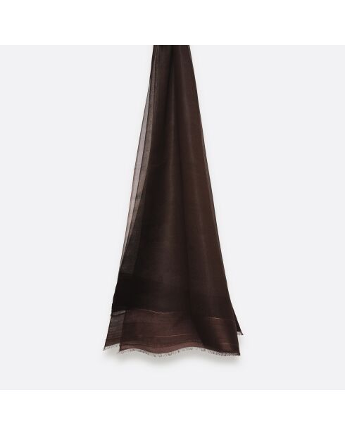Stola aus Seide und Wolle, Organza, 70 x 200 cm, Kakaobraun