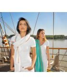 Weiße Jazzy Baumwollstola, 70 x 210 cm