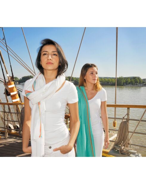 Weiße Jazzy Baumwollstola, 70 x 210 cm