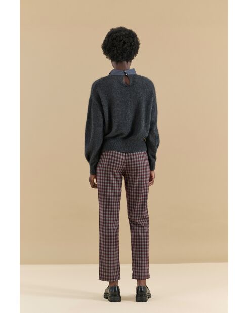 Quito karierte Hose in Burgunderrot