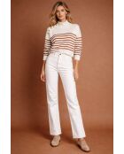 Perceneige trui in ecru/hazelnoot