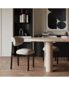 2 LUMI stoelen crèmekleurige boucléstof met zwarte poten — 49x57,5x77cm