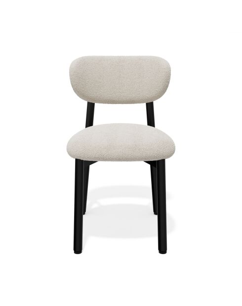 2 LUMI stoelen crèmekleurige boucléstof met zwarte poten — 49x57,5x77cm