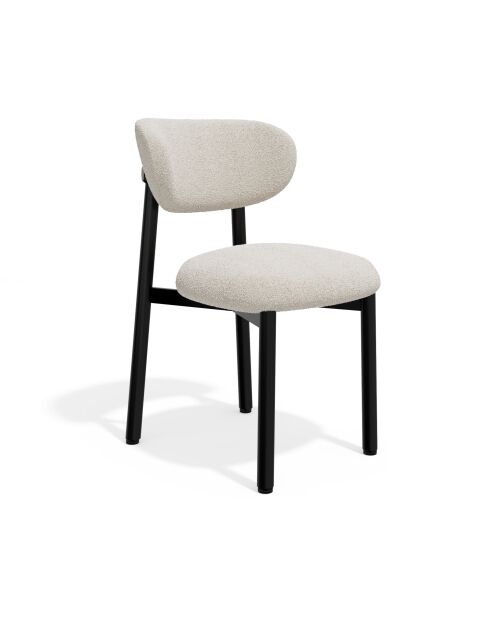 2 LUMI stoelen crèmekleurige boucléstof met zwarte poten — 49x57,5x77cm