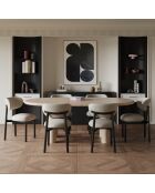 2 LUMI stoelen crèmekleurige boucléstof met zwarte poten — 49x57,5x77cm