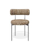 2 ADELE Stühle aus gewebtem Stoff mit braunen Mustern und verchromten Beinen — 52x45,5x76,5 cm