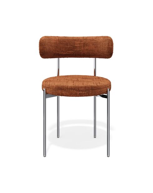 2 sillas ADELE con patas tejidas de terciopelo, terracota y cromo — 52 x 45,5 x 76,5 cm