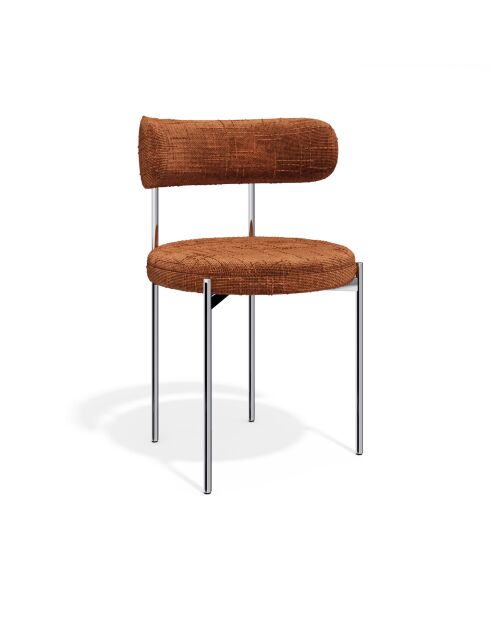 2 sillas ADELE con patas tejidas de terciopelo, terracota y cromo — 52 x 45,5 x 76,5 cm