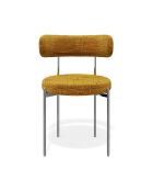 2 Chaises ADELE velours tramé moutarde pieds chrome - 52x45.5x76.5 cm