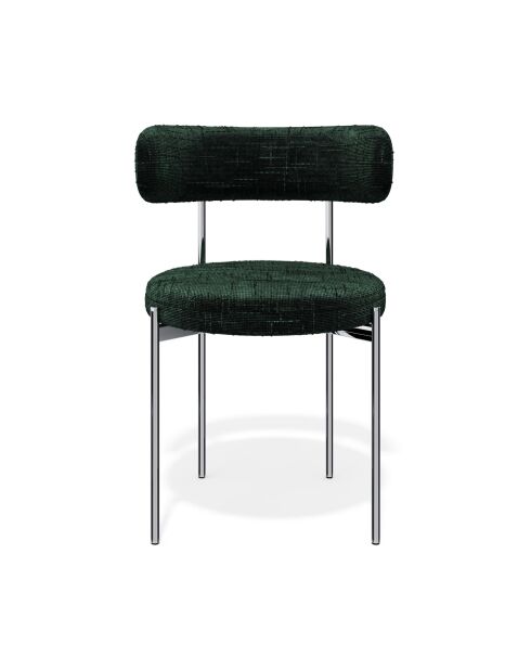 2 Stühle ADELE, smaragdgrün, gewebter Samt, verchromt, Beine — 52x45,5x76,5 cm