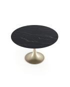 Ausziehbarer Tisch JACINTHE Carrara mit schwarzem Goldfuß — 120-180x120x76 cm