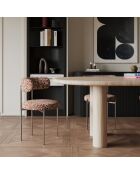 2 Stühle ADELE aus gewebtem Stoff mit Terrakottamustern und verchromten Beinen — 52x45,5x76,5 cm