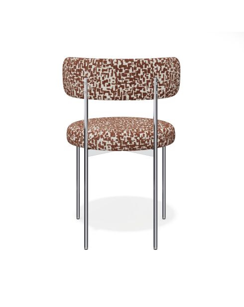 2 Stühle ADELE aus gewebtem Stoff mit Terrakottamustern und verchromten Beinen — 52x45,5x76,5 cm