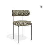 2 Chaises ADELE tissu tramé à motifs kaki pieds chrome - 52x45.5x76.5 cm