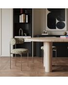 2 Chaises ADELE tissu tramé à motifs kaki pieds chrome - 52x45.5x76.5 cm