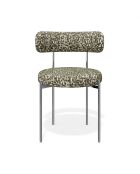 2 Chaises ADELE tissu tramé à motifs kaki pieds chrome - 52x45.5x76.5 cm