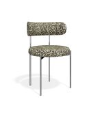 2 Chaises ADELE tissu tramé à motifs kaki pieds chrome - 52x45.5x76.5 cm