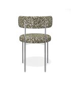 2 Chaises ADELE tissu tramé à motifs kaki pieds chrome - 52x45.5x76.5 cm