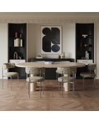 2 Chaises ADELE tissu tramé à motifs kaki pieds chrome - 52x45.5x76.5 cm