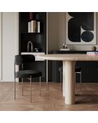 2 Chaises ADELE velours tramé noir pieds chrome - 52x45.5x76.5 cm