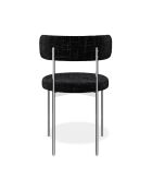 2 Chaises ADELE velours tramé noir pieds chrome - 52x45.5x76.5 cm