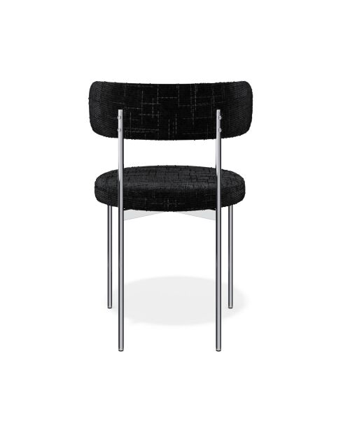 2 Chaises ADELE velours tramé noir pieds chrome - 52x45.5x76.5 cm