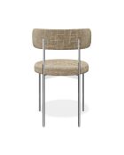 2 Stühle ADELE aus geflochtenem Samt, Beine aus taupefarbenem Chrom — 52x45,5x76,5 cm
