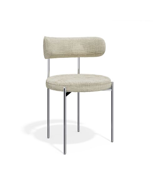 2 Stühle ADELE aus cremefarbenem Samt mit verchromten Beinen — 52x45,5x76,5 cm