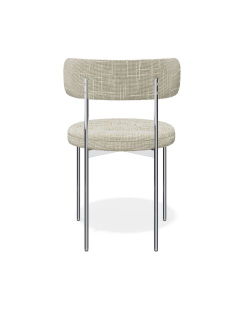 2 Stühle ADELE aus cremefarbenem Samt mit verchromten Beinen — 52x45,5x76,5 cm