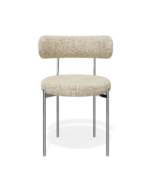 2 sedie ADELE in tessuto intrecciato con motivi beige, gambe cromate — 52x45,5x76,5 cm