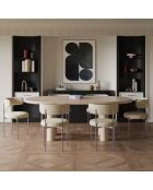 2 Chaises ADELE tissu tramé à motifs beige pieds chrome - 52x45.5x76.5 cm