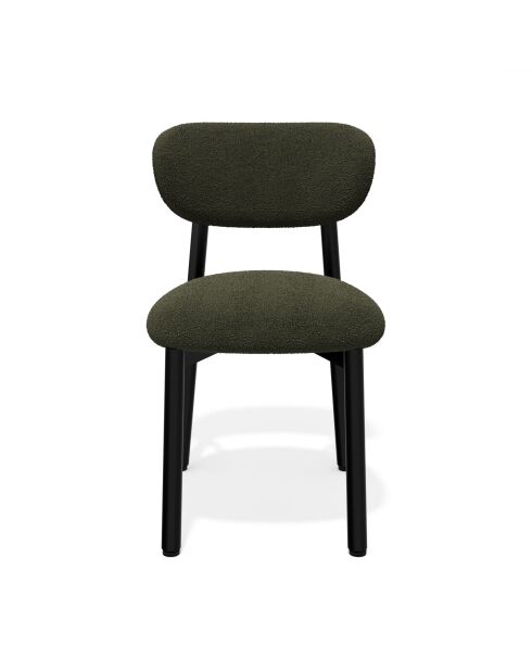 2 sedie LUMI in tessuto bouclé kaki con gambe nere — 49x57,5x77cm