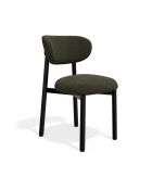 2 Chaises LUMI tissu bouclette kaki pieds noirs - 49x57.5x77cm