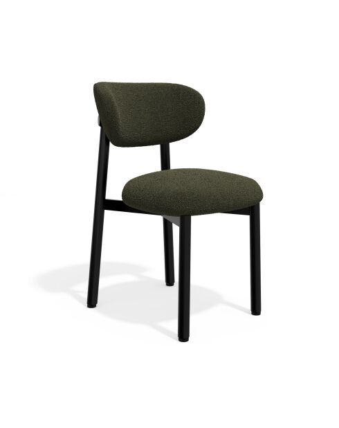 2 sedie LUMI in tessuto bouclé kaki con gambe nere — 49x57,5x77cm