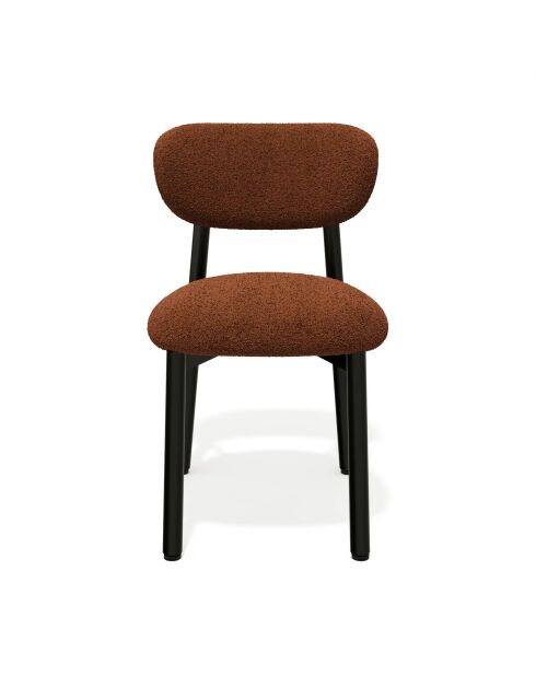 2 Chaises LUMI tissu bouclette terracotta pieds noirs - 49x57.5x77cm