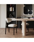 2 stoelen LUMI crème chenille fluweel zwarte poten — 49x57,5x77cm