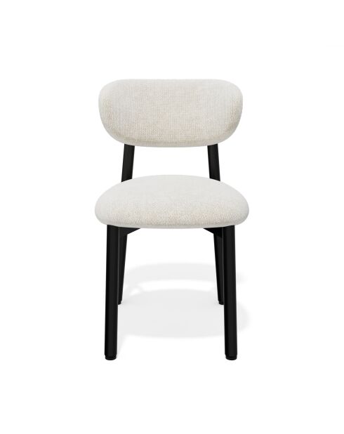 2 stoelen LUMI crème chenille fluweel zwarte poten — 49x57,5x77cm