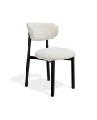 2 stoelen LUMI crème chenille fluweel zwarte poten — 49x57,5x77cm