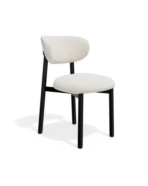 2 stoelen LUMI crème chenille fluweel zwarte poten — 49x57,5x77cm