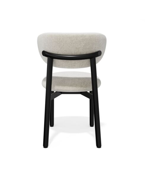 2 stoelen LUMI crème chenille fluweel zwarte poten — 49x57,5x77cm