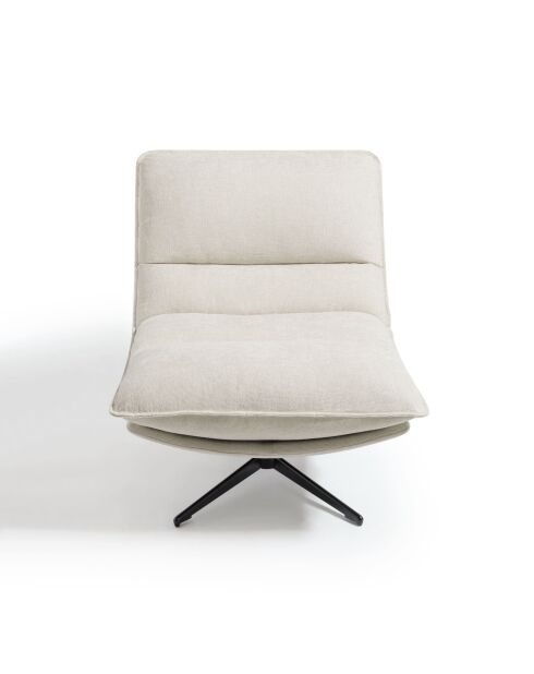 Draaistoel zwarte voet NAPA geweven stof zacht aanvoelende crèmekleurige stof — 81x95x90cm