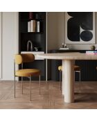 2 stoelen ADELE mosterdgele bouclé stof chromen poten — 52x45,5x76,5 cm